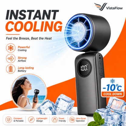 VistaFlow™ Precision Personal Cooling Fan – Adjustable Foldable Design