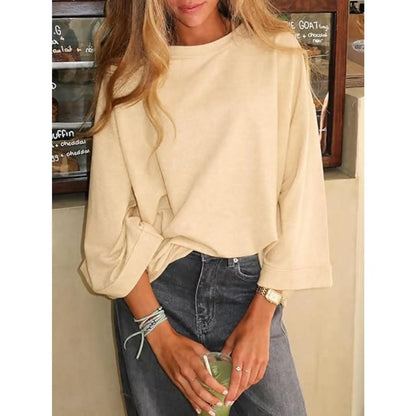 Flowyair Womens Oversized T-Shirt Casual 3/4 Sleeve Summer Boxy Tops Loose Fit Crew Neck Basic Shirts