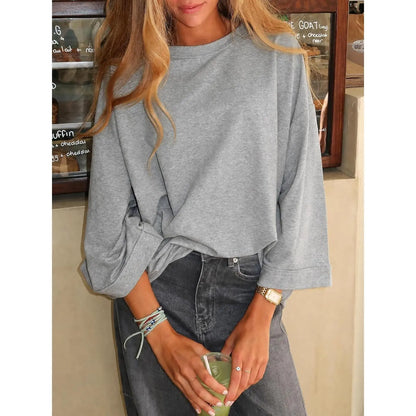 Flowyair Womens Oversized T-Shirt Casual 3/4 Sleeve Summer Boxy Tops Loose Fit Crew Neck Basic Shirts