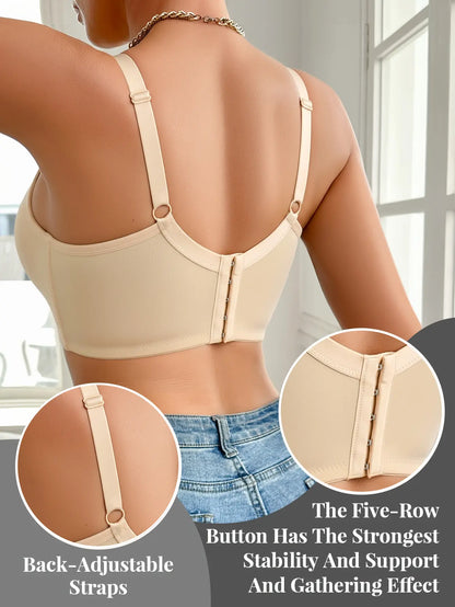 6-Bra Set Adjustable Anti-Sagging Push-Up Bra Withunderwire - Full Coverage Lift & High Traction Steel Wirecomfort Set for Women | Elegant Lace Trim Non-Detachable Cups for Daily Wear & Special Occasions