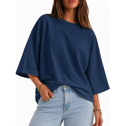 Flowyair Womens Oversized T-Shirt Casual 3/4 Sleeve Summer Boxy Tops Loose Fit Crew Neck Basic Shirts
